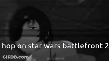 Purple And Blue Background Saying Hop On Star Wars Battlefront GIF