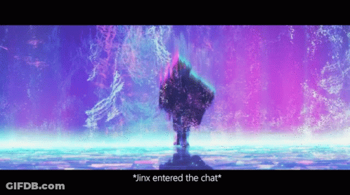 Purple And Blue Background With Jinx Entered The Chat GIF