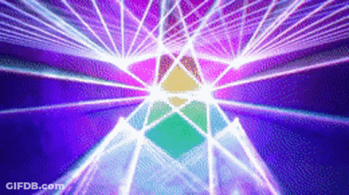 Purple And Blue Background With Rainbow Pyramid GIF