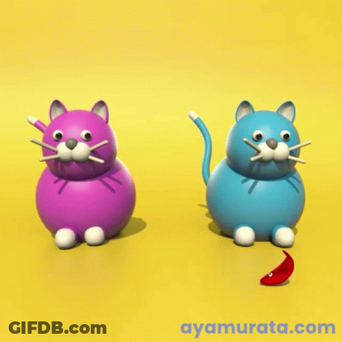 Purple And Blue Cat On Yellow Background GIF