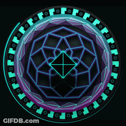Purple And Blue Circle With Square And Letters FF GIF