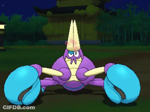 Purple And Blue Crab With Two Pink Hearts On Eyes GIF