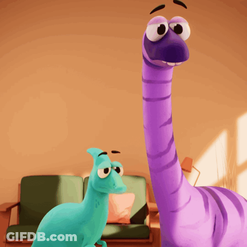 Purple And Blue Dinosaurs Standing GIF