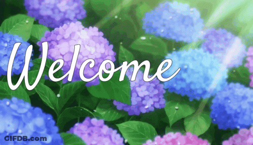 Purple And Blue Flowers Welcome GIF