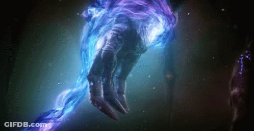 Purple And Blue Glowing Hand Floating GIF