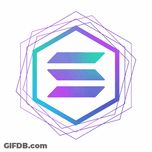 Purple And Blue Hexagon With Letter E GIF