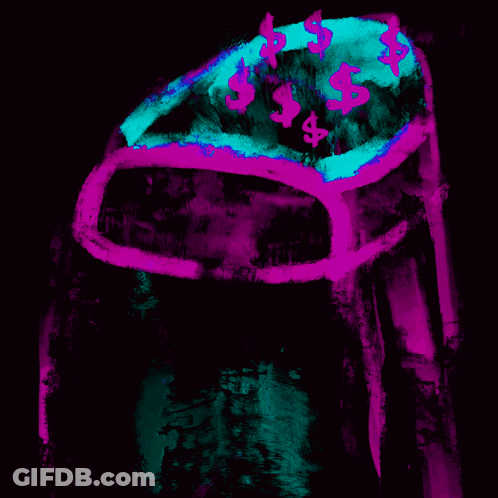 Purple And Blue Object With Dollar Signs GIF