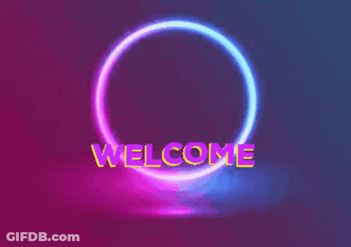 Purple And Blue Ring Behind Enjoy Welcome GIF