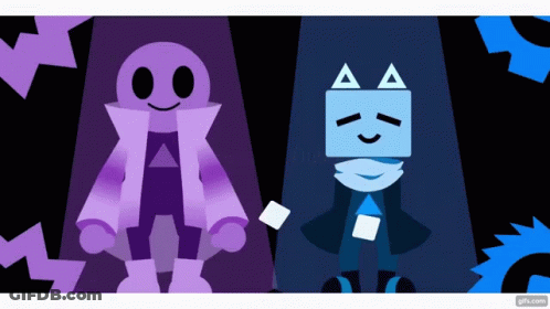 Purple And Blue Robot Standing Together GIF