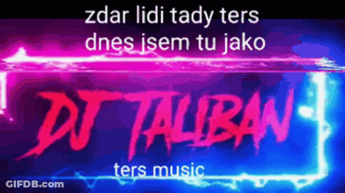 Purple And Blue Sign Saying DJ Taliban GIF