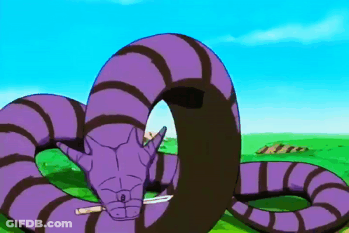 Purple And Brown Snake With Sword In Mouth GIF