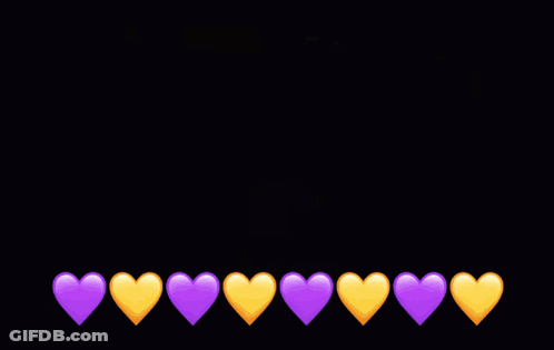 Purple And Gold JMU Logo With Purple Hearts GIF