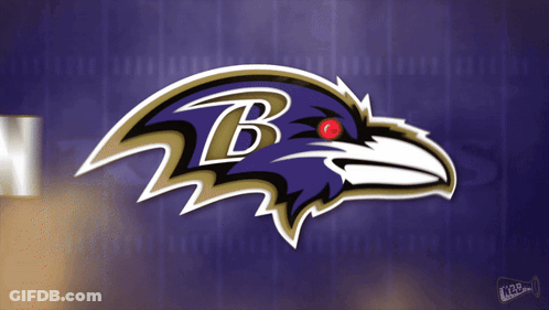 Purple And Gold Ravens Logo With Red Eye GIF