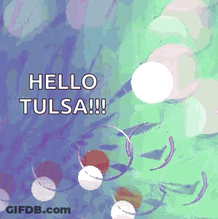 Purple And Green Background Saying Hello Tulsa GIF