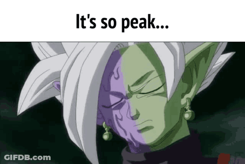 Purple And Green Half Face Saying It's So Peak GIF