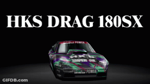 Purple And Green HKS Drag 180SX With Number 601 GIF