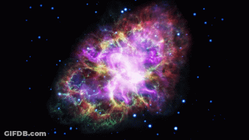 Purple And Green Nebula In Night Sky GIF