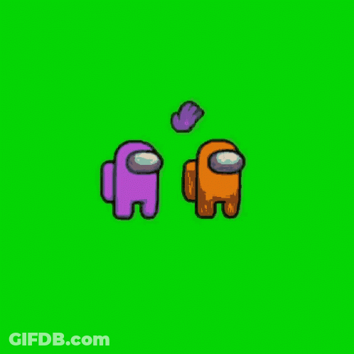 Purple And Orange Among Us Characters Standing GIF