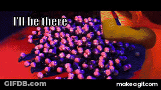 Purple And Pink Balls Saying I'll Be There GIF