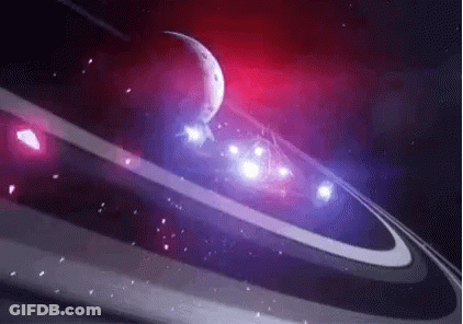 Purple And Red Background With Planet And Rings GIF