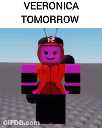 Purple And Red Robot With Veronica Tomorrow GIF