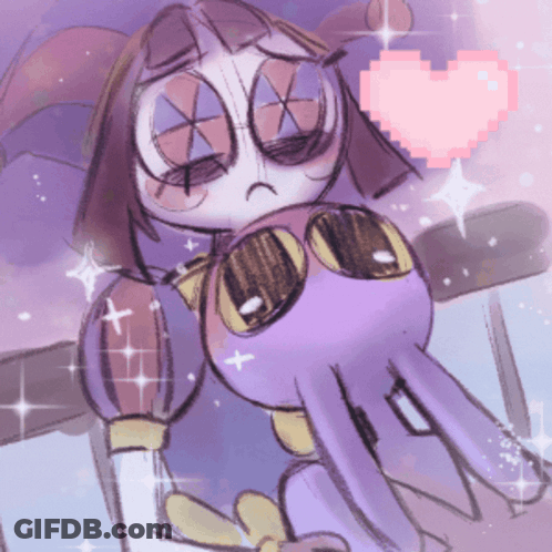 Purple And White Cartoon Character With Heart GIF
