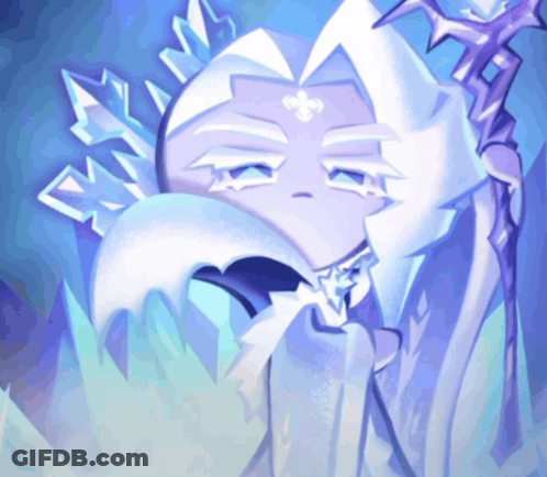 Purple And White Cartoon Character With Staff GIF