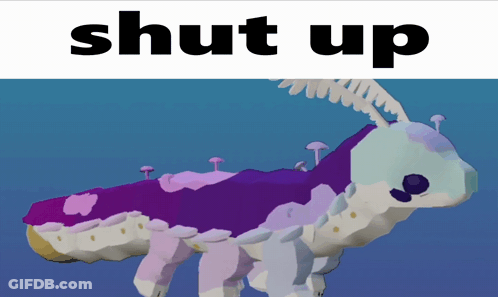 Purple And White Creature Saying Shut Up GIF