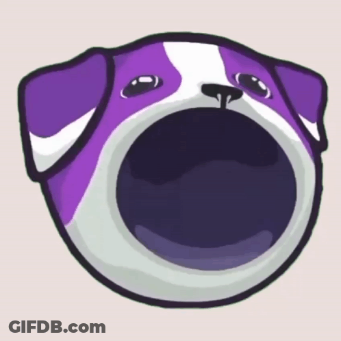 Purple And White Dog With Mouth Open GIF