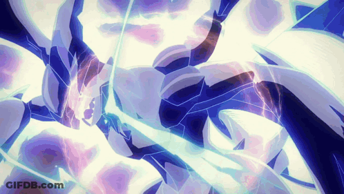 Purple And White Graphic With Blue Lightning Bolt GIF