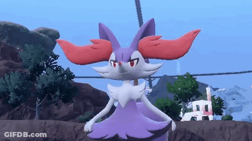 Purple And White Pokemon With Red Ears On Rocky Hill GIF