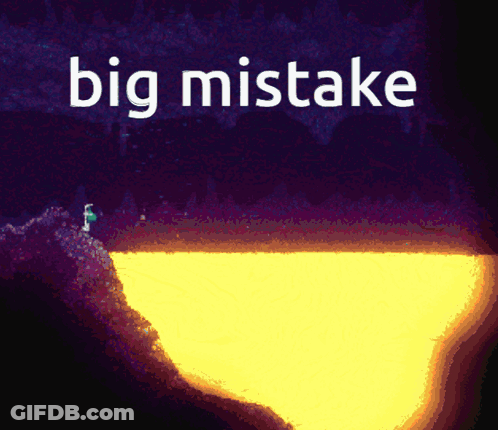 Purple And Yellow Background Saying Big Mistake GIF