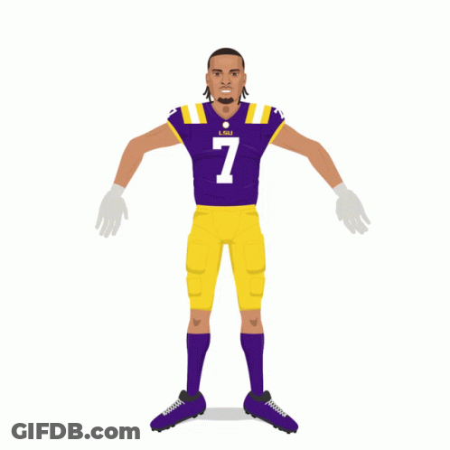 Purple And Yellow Football Player Number 7 GIF