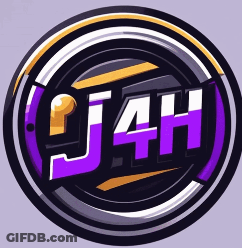 Purple And Yellow Logo Saying J4H GIF