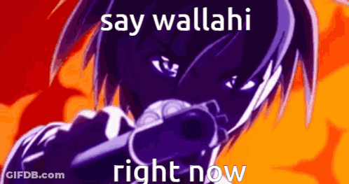 Purple Anime Character Pointing Gun Saying Say Wallahi Right Now GIF