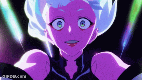 Purple Anime Character With White Hair Close Up GIF