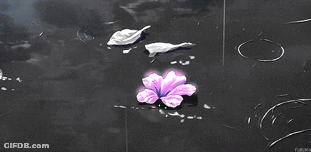 Purple Anime Flower In Water GIF