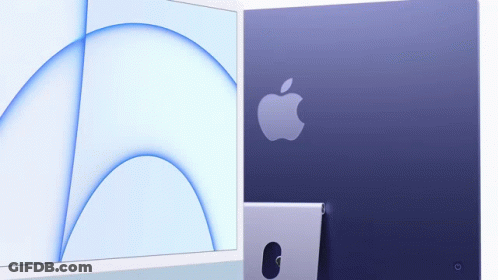 Purple Apple Computer Next To White Computer GIF