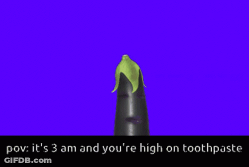 Purple Background Cartoon Eggplant With Face GIF