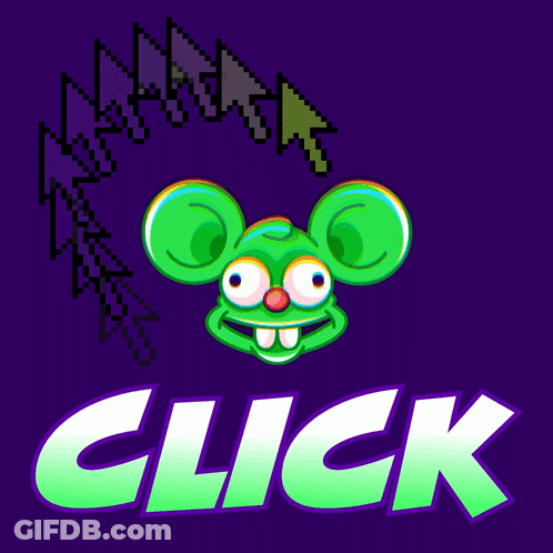 Purple Background Cartoon Mouse Saying Click GIF