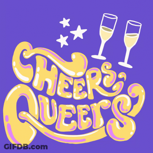Purple Background Cheers Queers Logo GIF