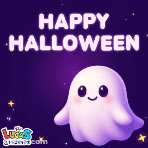 Purple Background Ghost Happy Halloween GIF