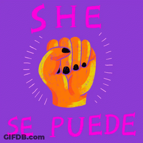 Purple Background Hand Saying She Se Puede GIF