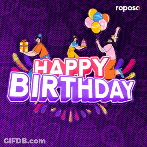 Purple Background Happy Birthday GIF