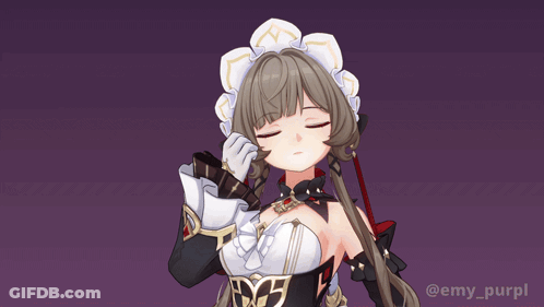 Purple Background Maid Saluting Good Morning Poog GIF