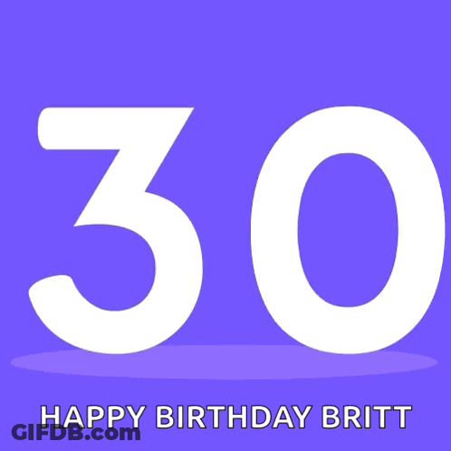 Purple Background Number 30 Happy Birthday Britt GIF