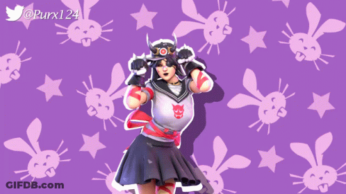 Purple Background Rabbits Stars @Purx124 GIF