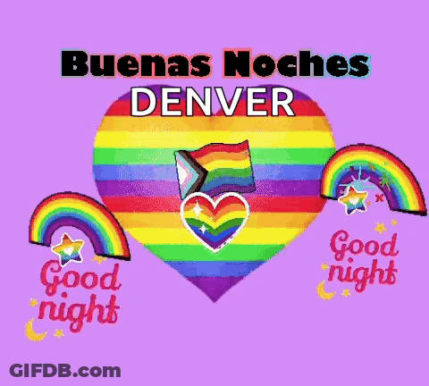 Purple Background Rainbow Heart Buenas Noches Denver GIF