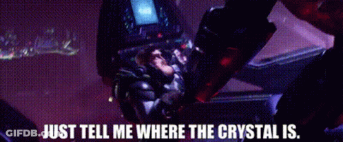 Purple Background Saying Just Tell Me Where The Crystal Is GIF