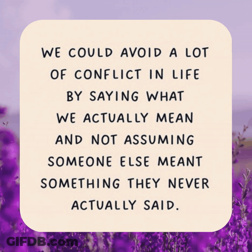 Purple Background Saying We Could Avoid A Lot Of Conflict In Life GIF